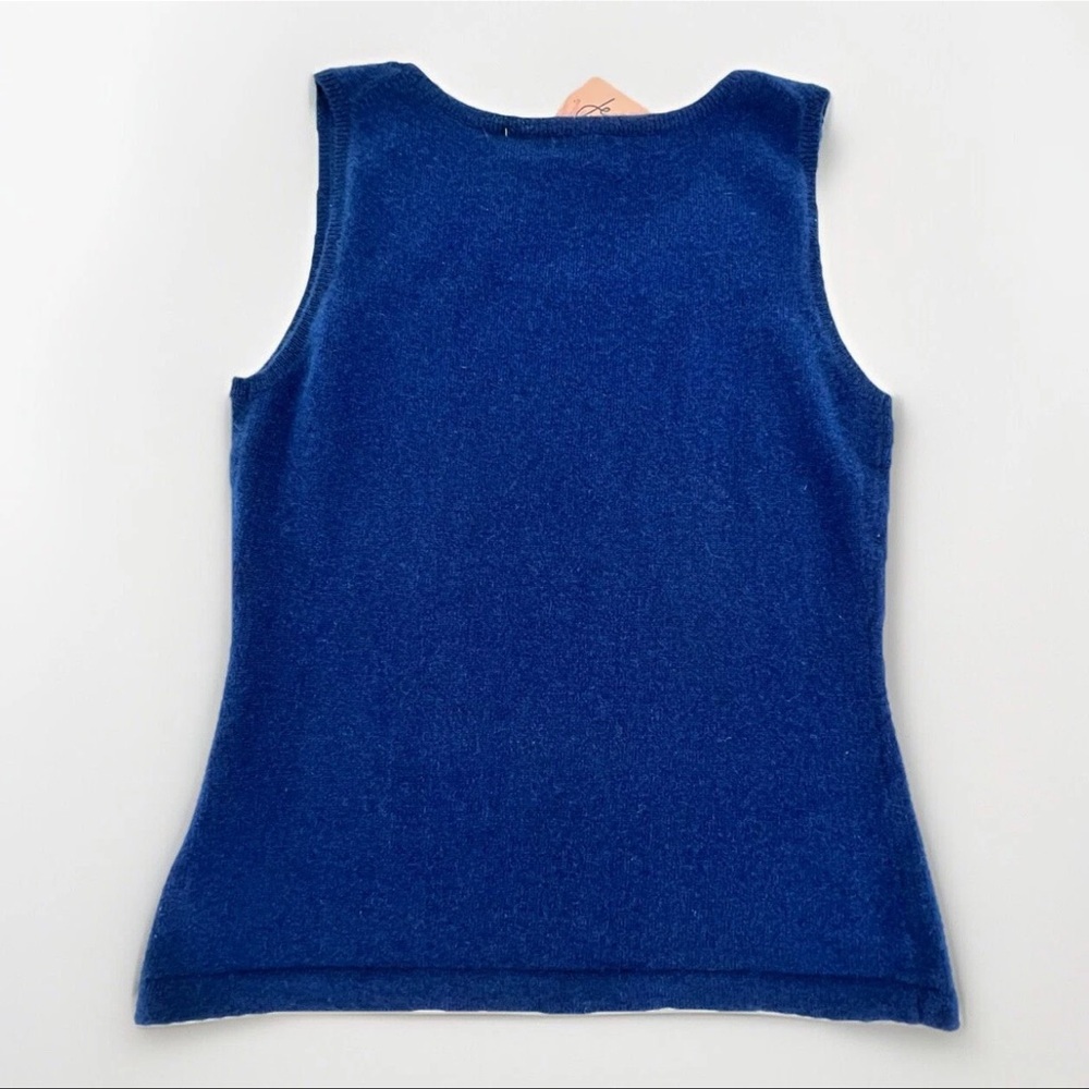 Jennifer Tyler 100% Cashmere Knit Tank Top Women’s XS Couture Navy Blue NWT - Picture 7 of 14